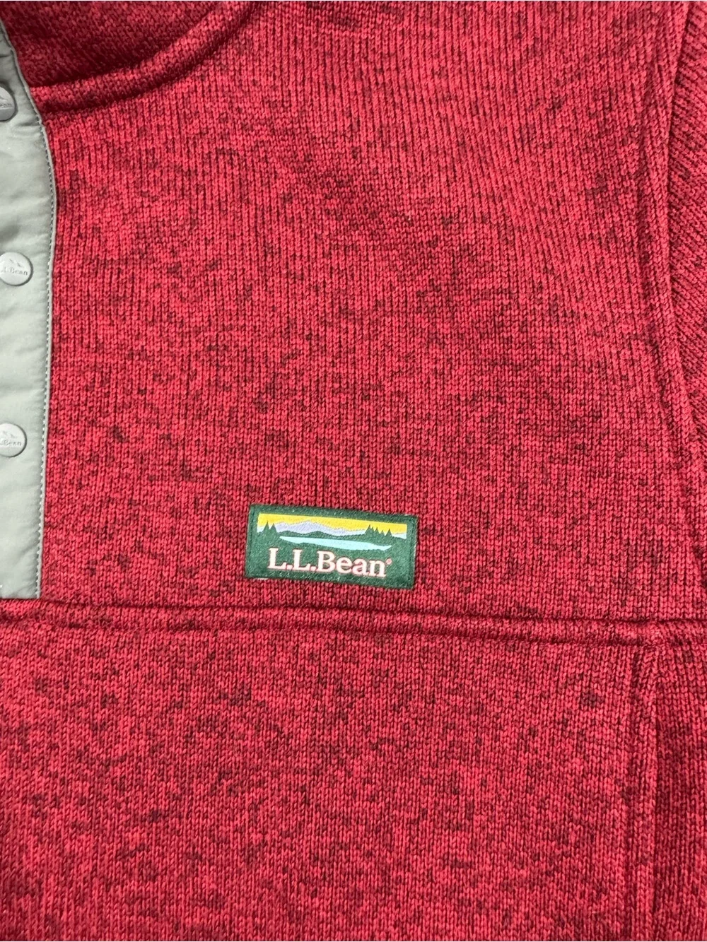 LL Bean Pullover Sweater Fleece Mens Red